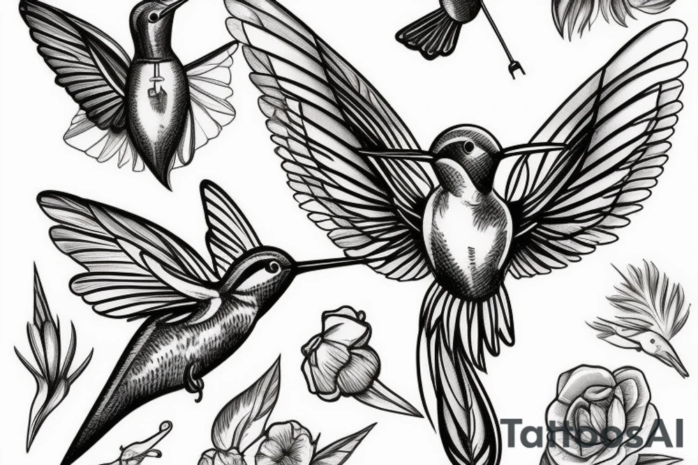 broken sword, humming bird perched on the pommel tattoo idea