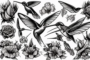 broken sword with humming bird tattoo idea