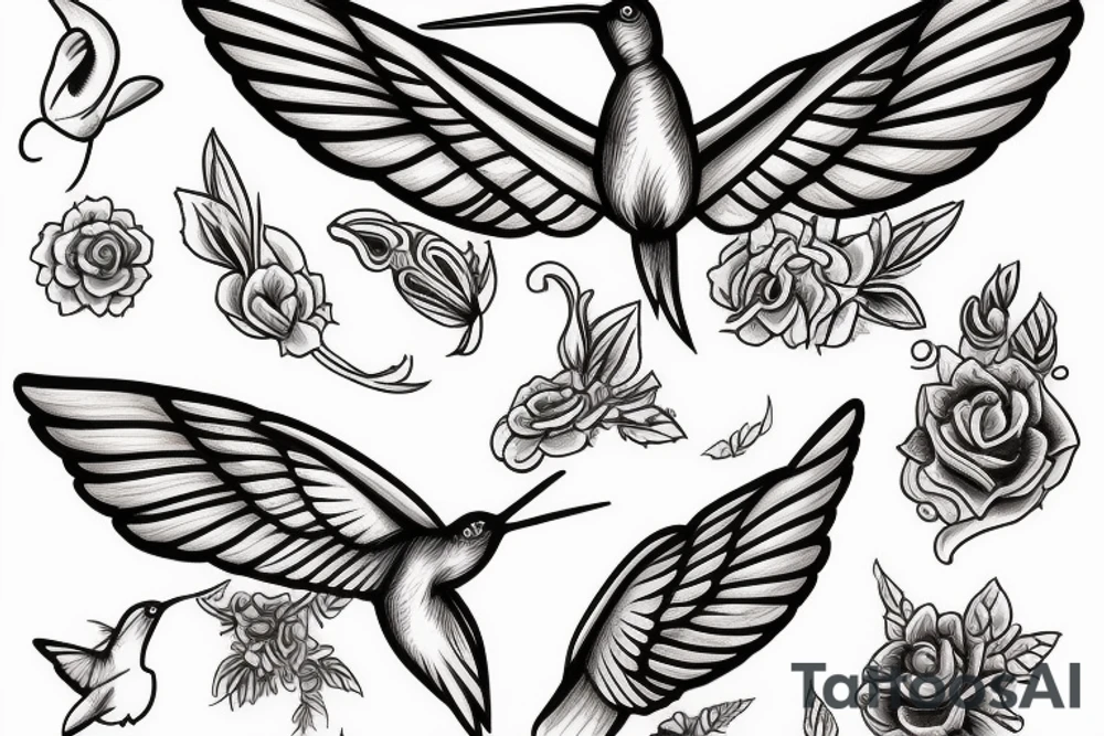 broken sword with humming bird tattoo idea