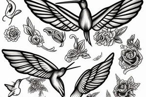 broken sword with humming bird tattoo idea