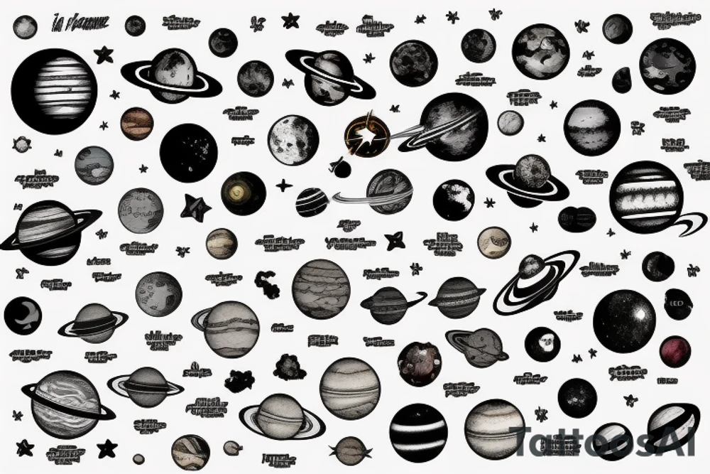 all of the planets in the solar system in order in one line tattoo idea
