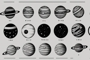 all of the planets in the solar system in order in one line tattoo idea