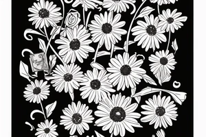 Daisy with the words “pushing up daisies.. Buck” as the stem tattoo idea