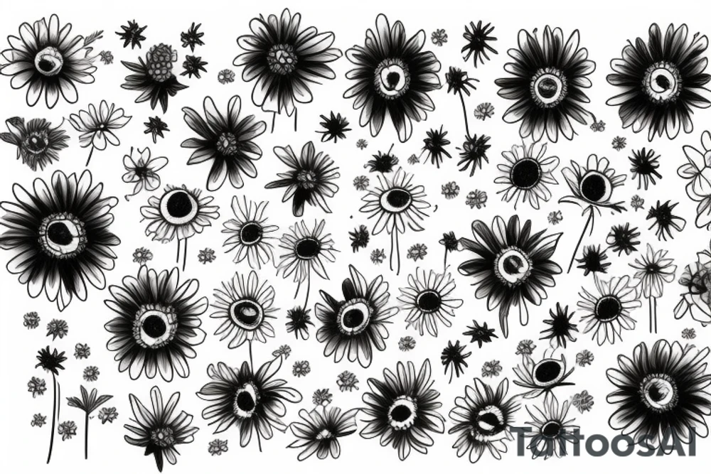 Daisy with the words “pushing up daisies.. Buck” as the stem tattoo idea