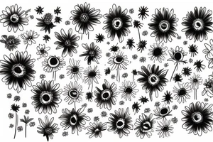 Daisy with the words “pushing up daisies.. Buck” as the stem tattoo idea
