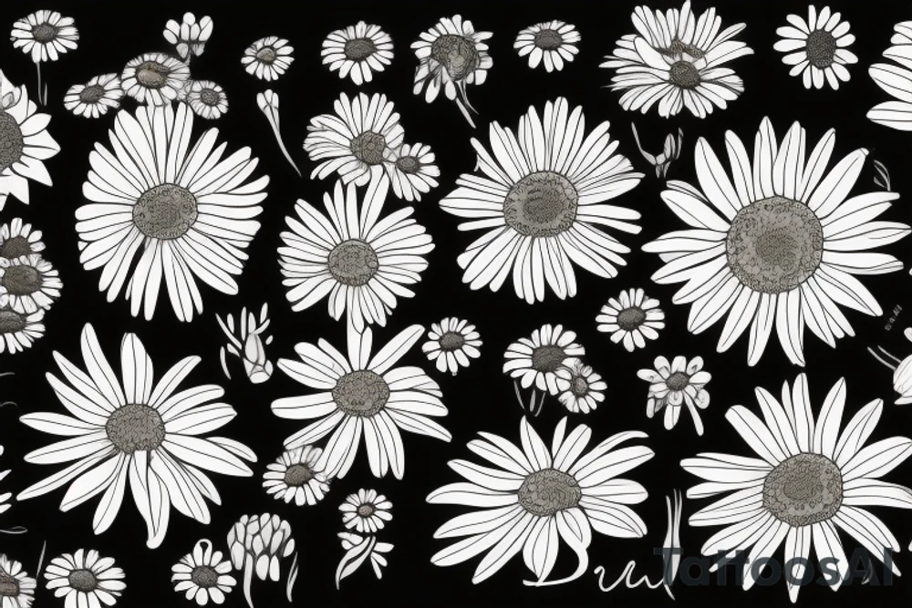 Daisy with the words “pushing up daisies.. Buck” as the stem tattoo idea