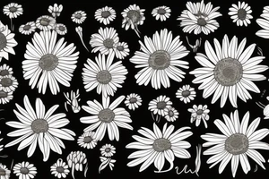 Daisy with the words “pushing up daisies.. Buck” as the stem tattoo idea