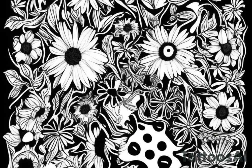 Daisy with the words “pushing up daisies.. Buck” as the stem tattoo idea