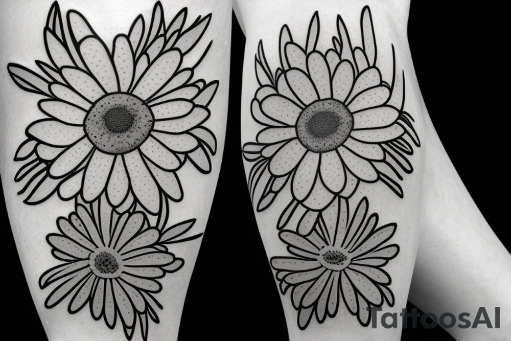 Daisy flower with stem that says “pushing up daisies.. Buck” tattoo idea