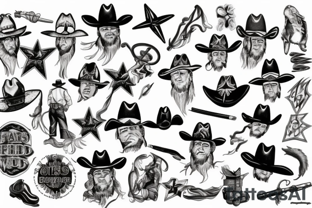 flash sheet cowboy wizard tattoo idea