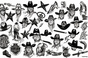 flash sheet cowboy wizard tattoo idea