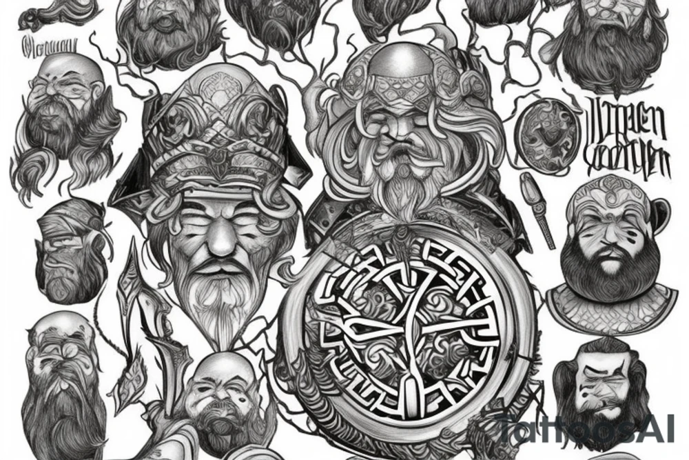 A dwarven coucil tattoo within a golden chamber tattoo idea