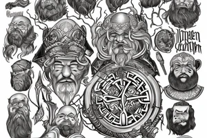 A dwarven coucil tattoo within a golden chamber tattoo idea