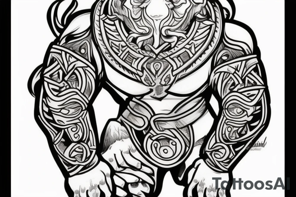 A dwarven coucil tattoo within a golden chamber tattoo idea