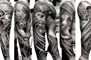 Mt. Olympus zeus ares chronos hades Poseidon apollo full arm sleeve tattoo idea