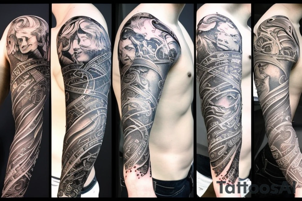 Greek gods full arm sleeve tattoo idea