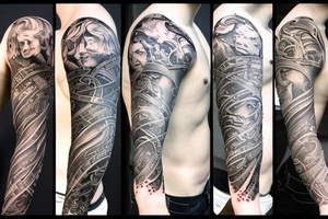 Greek gods full arm sleeve tattoo idea