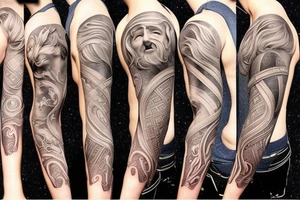Greek gods full arm sleeve tattoo idea