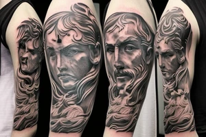Greek gods full arm sleeve tattoo idea