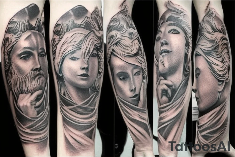 Greek gods full arm sleeve tattoo idea