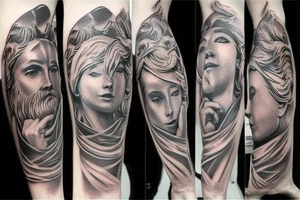 Greek gods full arm sleeve tattoo idea