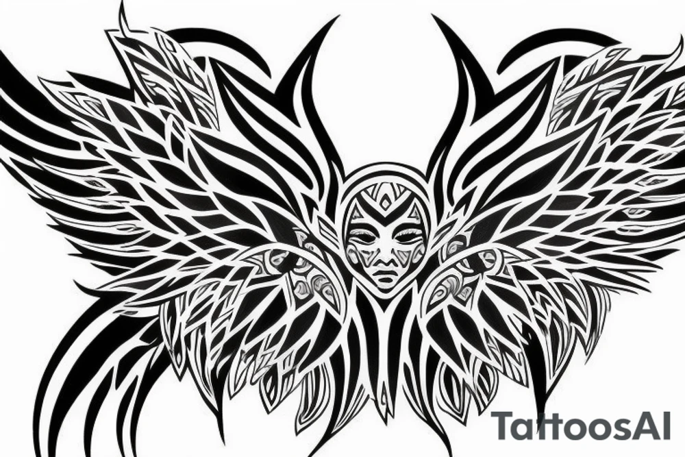 Spine tattoo,valkyrae,tribal,wings, tattoo idea