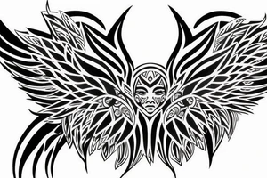 Spine tattoo,valkyrae,tribal,wings, tattoo idea