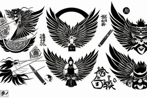 Samurai, female, wings, tattoo idea