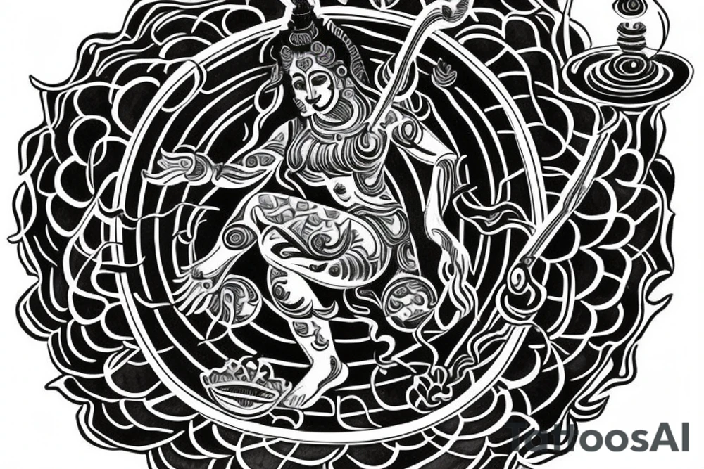 Shiva , calm ocean , tennis , computer all in one. , om tattoo idea