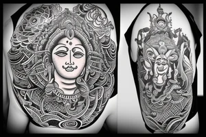Shiva , calm ocean , tennis , computer all in one. , om tattoo idea