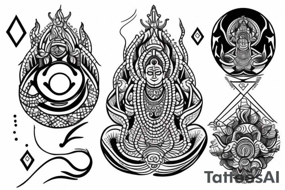 Shiva , calm ocean , tennis , computer . , om tattoo idea Shiva , calm ocean , tennis , computer . , om tattoo idea