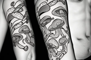 Snake mushroom artsy cartoon tattoo idea