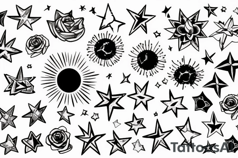 Star with positive tattoo idea