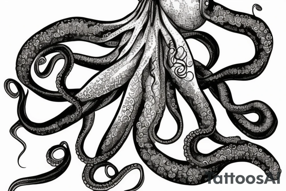octopus tentacle grasping on to an orchid tattoo idea