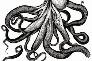 octopus tentacle grasping on to an orchid tattoo idea