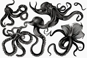 octopus tentacle grasping on to an orchid tattoo idea