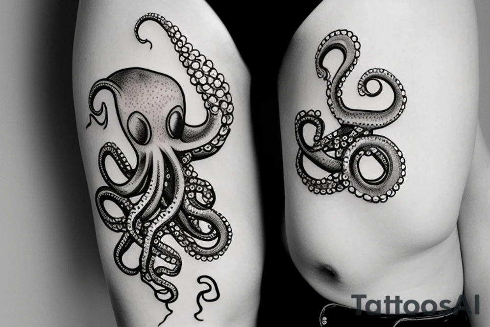 octopus tentacle grasping on to an orchid tattoo idea