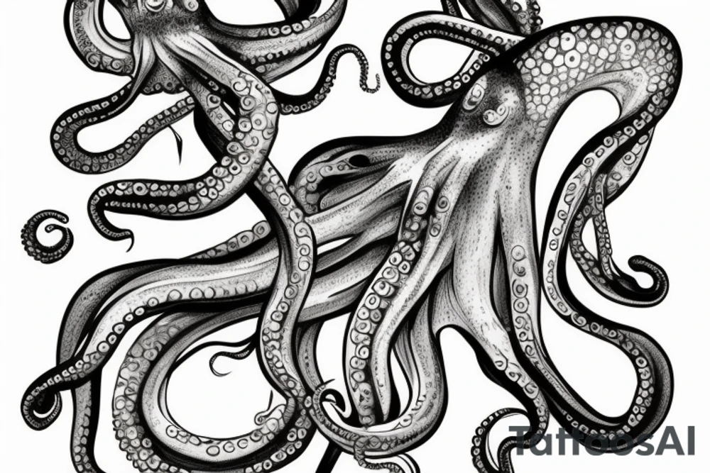 octopus tentacle grasping on to an orchid tattoo idea