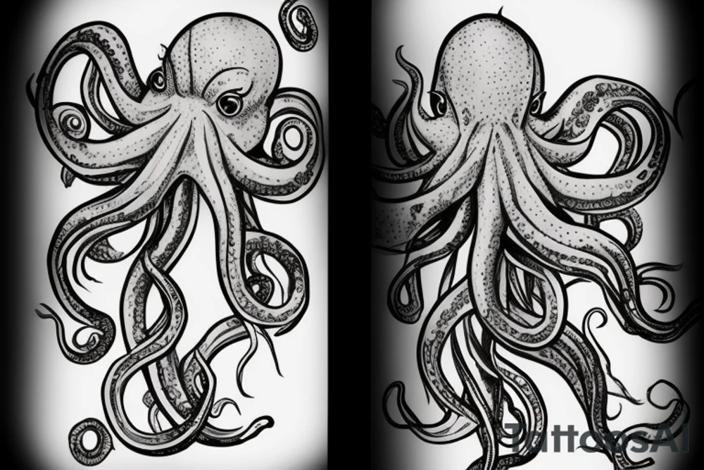 octopus tentacle grasping on to an orchid tattoo idea