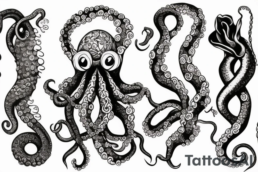 octopus tentacle grasping on to an orchid stem tattoo idea