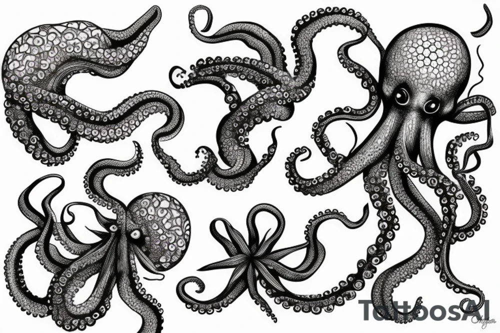 octopus tentacle grasping on to an orchid stem tattoo idea
