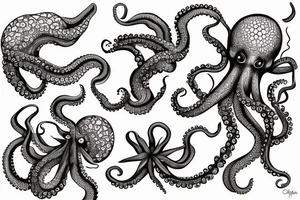 octopus tentacle grasping on to an orchid stem tattoo idea