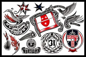 create me a tattoo incorporating my family, my home country Serbia, and my favorite team Crvena Zvezda from Belgrade tattoo idea