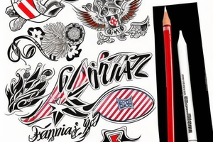 create me a tattoo incorporating my family, my home country Serbia, and my favorite team Crvena Zvezda from Belgrade tattoo idea