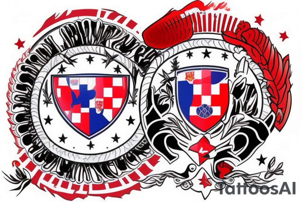 create me a tattoo incorporating my family, my home country Serbia, and my favorite team Crvena Zvezda from Belgrade tattoo idea