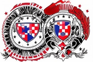 create me a tattoo incorporating my family, my home country Serbia, and my favorite team Crvena Zvezda from Belgrade tattoo idea