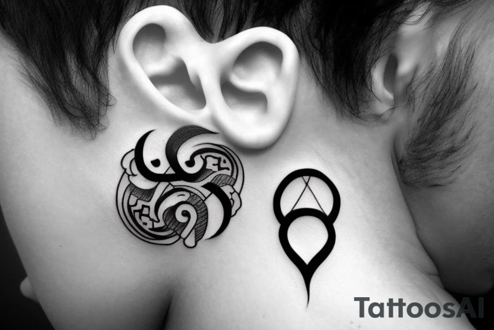 Cancer sign in yingyang behind ear tattoo idea