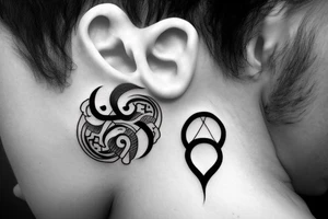 Cancer sign in yingyang behind ear tattoo idea