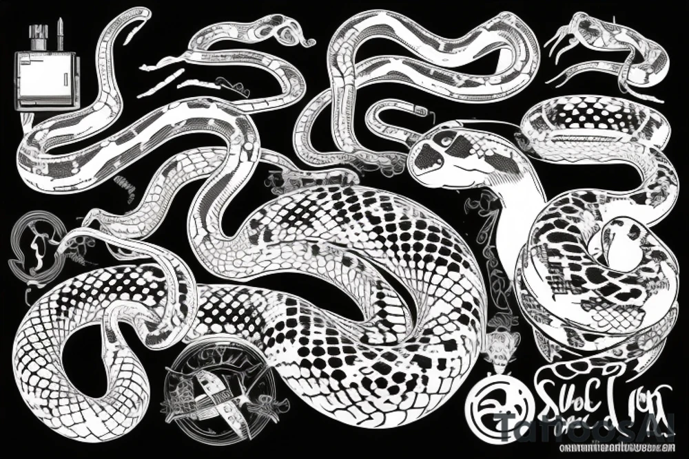 A cybernetic Python Snake tattoo idea