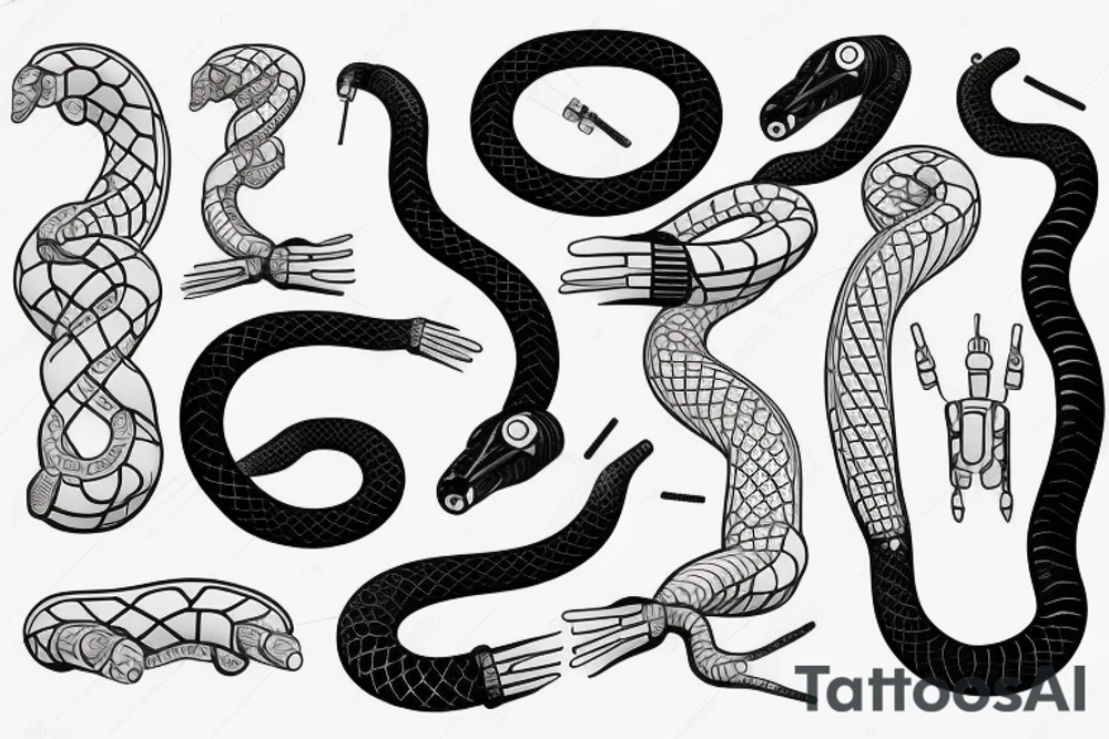 A robotic cybernetic Python Snake tattoo idea